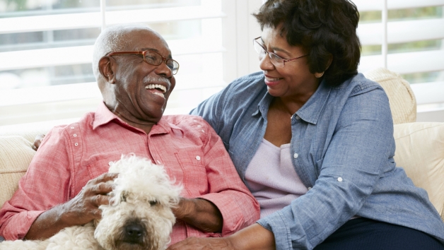 Happy couple & pet