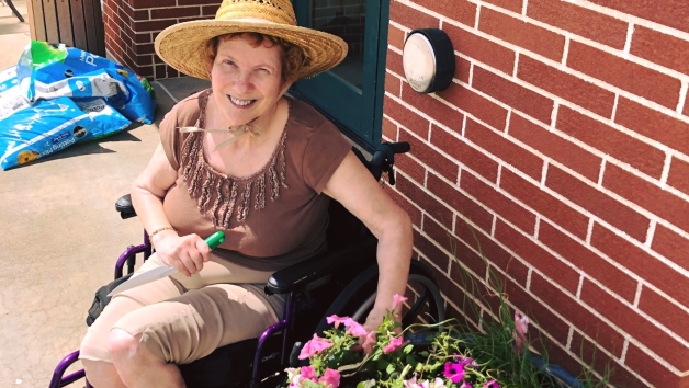 Patient with flowers